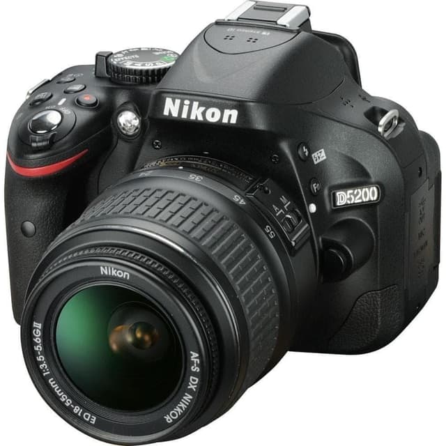 SLR D5200 - Zwart + Nikon AF-S DX Nikkor 18-55mm f/3.5-5.6G ED II f/3.5-5.6 · hoofdafbeelding