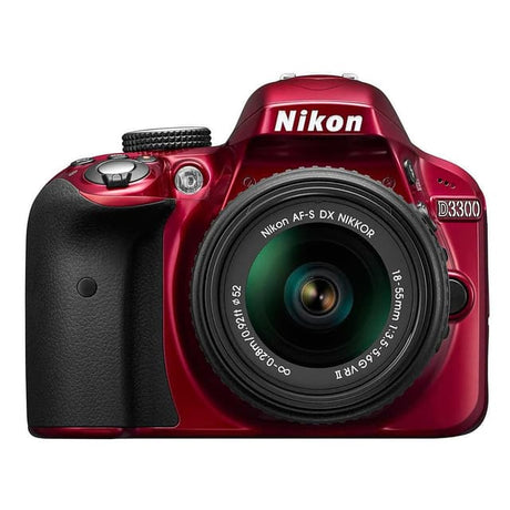 Réflex D3300 - Rouge + Nikon AF-S DX Nikkor 18-55mm f/3.5-5.6 G VR f/3.5-5.6