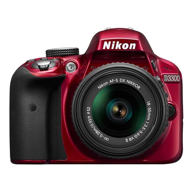 Réflex D3300 - Rojo + Nikon AF-S DX Nikkor 18-55mm f/3.5-5.6 G VR f/3.5-5.6 de segunda mano en Camera Market