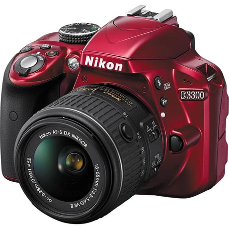 Réflex D3300 - Rouge + Nikon AF-S DX Nikkor 18-55mm f/3.5-5.6 G VR f/3.5-5.6