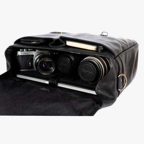 Roma Zwarte Leren Cameratas