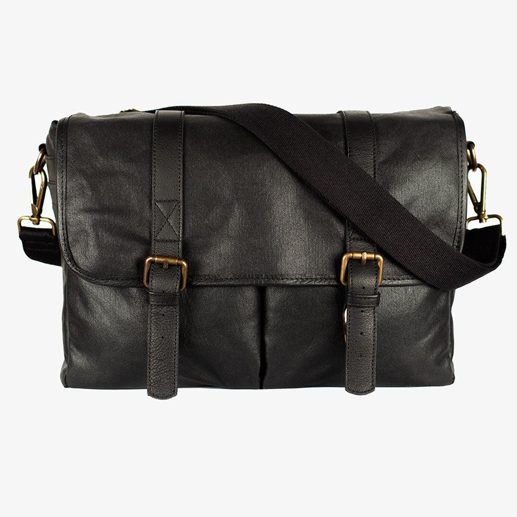 Roma Zwarte Waxed Canvas Cameratas · hoofdafbeelding