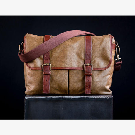 Roma Olijfgroene Gewaxte Canvas Cameratas