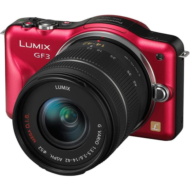 Lumix DMC-GF3 - Red/Black + Panasonic Lumix G Vario 14-42mm f/3.5-5.6 ASPH f/3.5-5.6 de segunda mano en Camera Market