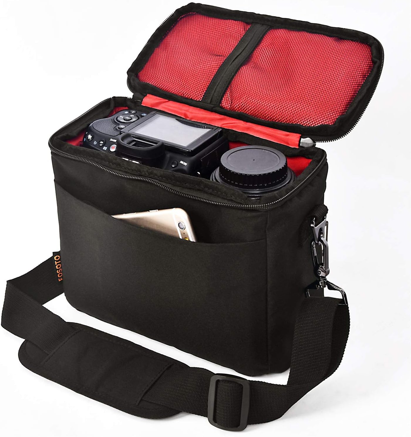 FOSOTO Schoudertas Waterdichte Camerahoes voor DSLR Spiegelreflex 1 Camera, 1-2 Lenzen & Accessoires voor Canon, Nikon, Sony, Panasonic · hoofdafbeelding