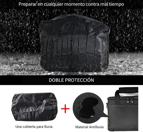 FOSOTO Schoudertas Waterdichte Camerahoes voor DSLR Spiegelreflex 1 Camera, 1-2 Lenzen & Accessoires voor Canon, Nikon, Sony, Panasonic