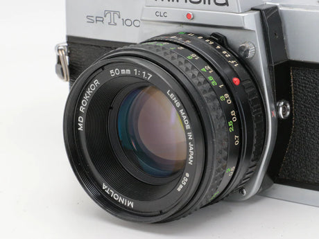 Minolta SrT100x - Appareil Photo Argentique 35mm avec Objectif 50mm MD 1.7 | Appareil Analogique Vintage | Minolta